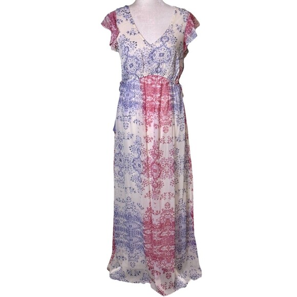 Knox Rose Dresses & Skirts - Knox Rose Women's Boho Festival Patchwork Maxi Dress Empire Waist Flowy Beach Sm